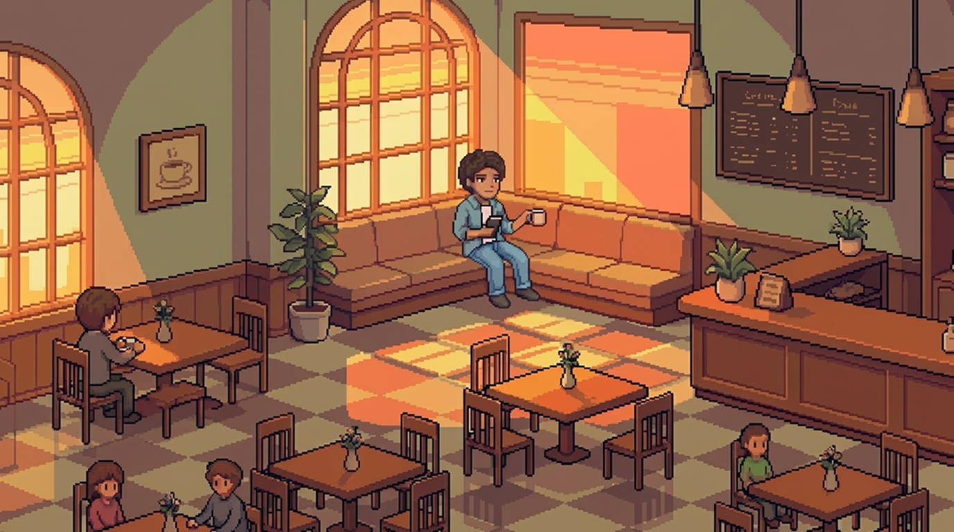 Votre personnage se trouve dans un café